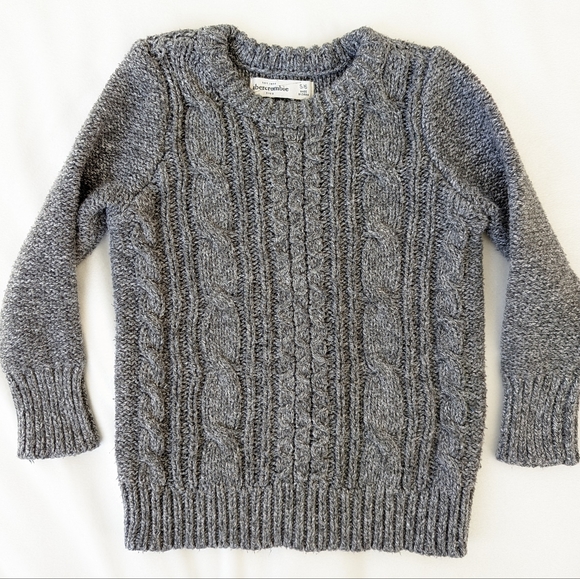 Abercrombie Kids Gray Cable Knit Crew Pullover Sweater - Picture 1 of 5